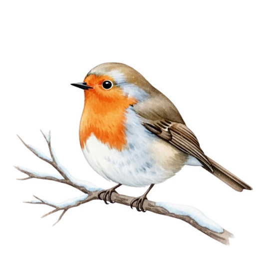 Winter Robin Bird on Branch 100% Cotton Fabric Panel Block FLIP-AN1476