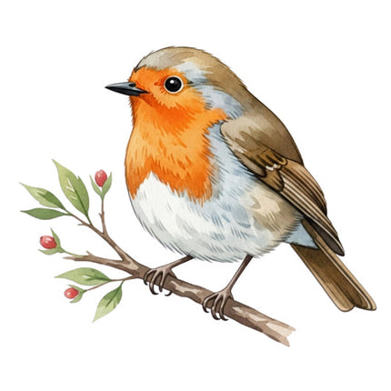 Robin Bird on Branch 100% Cotton Fabric Panel Block FLIP-AN1478