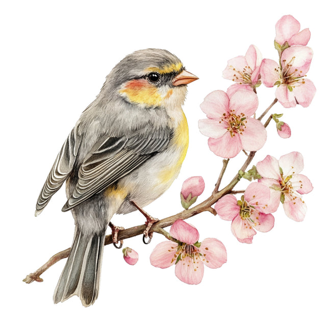 bird perched on a branch cotton quilt block