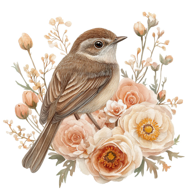 bird perched on a branch cotton quilt block