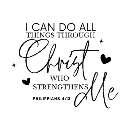 Philippians 4:13 Bible Verse 100% Cotton Fabric Panel Block AN1500