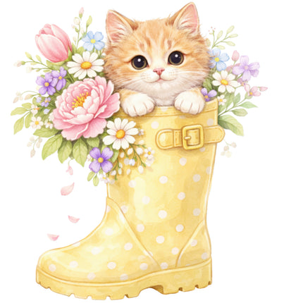 cat and flowers quilt square