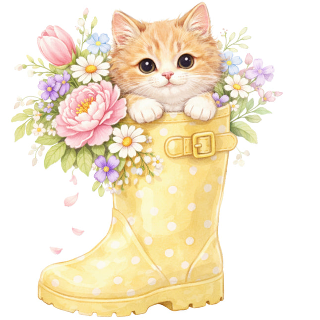 cat and flowers quilt square