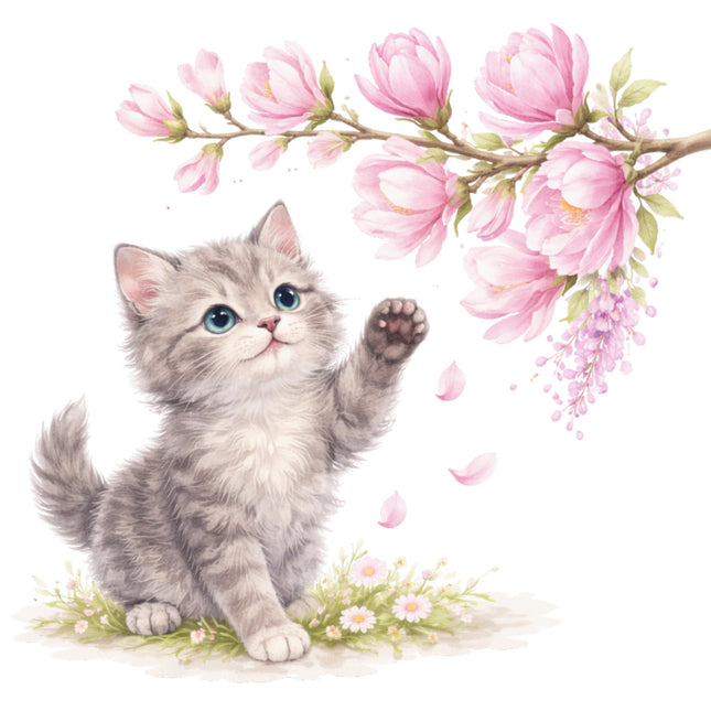 floral cat quilt block