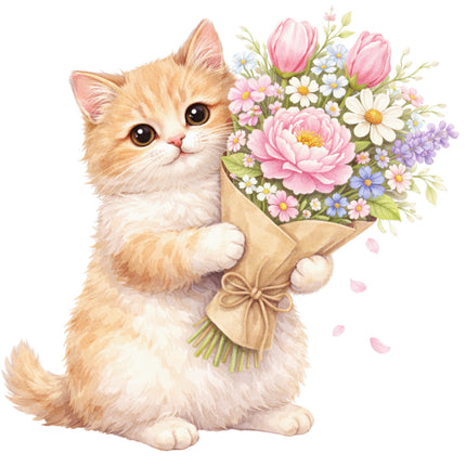 floral cat quilt block