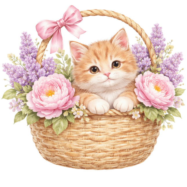 cat and flowers quilt square