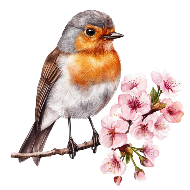 bird perched on a branch cotton quilt block