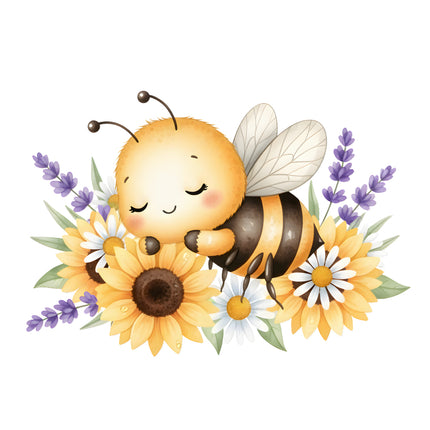 floral bee fabric panel
