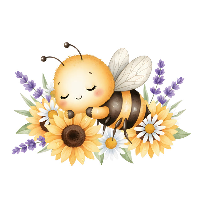 floral bee fabric panel