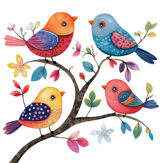colorful birds quilt square