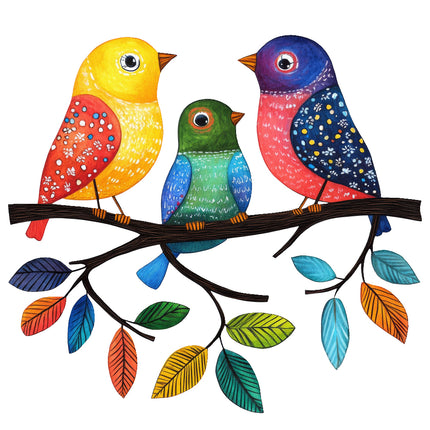 colorful birds quilt square