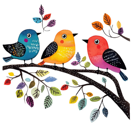 colorful birds quilt square
