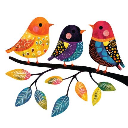colorful birds quilt square
