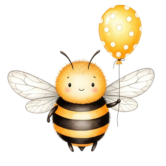 honey bee with yellow balloon fabric panel