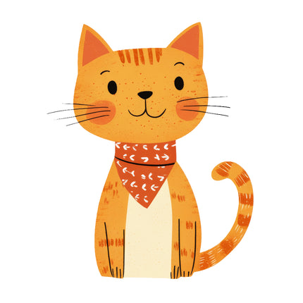 orange cat fabric panel