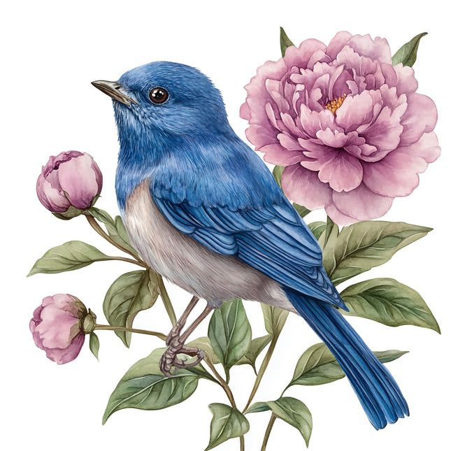 Blue bird fabric panel