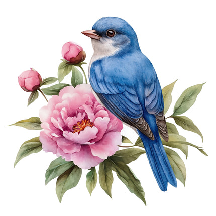 Blue bird fabric panel