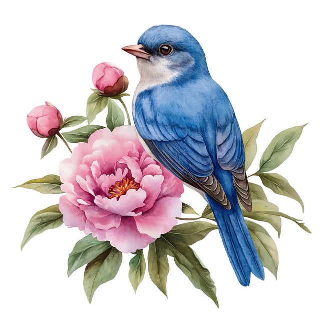 Blue bird fabric panel