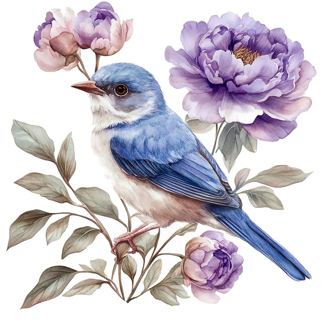 Blue bird fabric panel