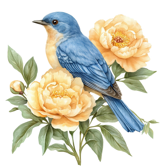 Blue bird fabric panel