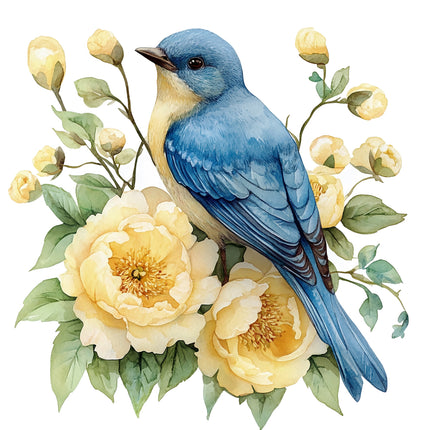 Blue bird fabric panel