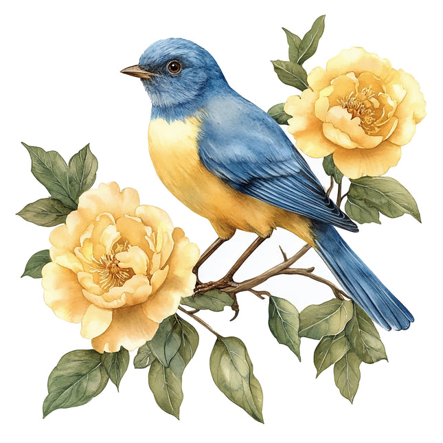 Blue bird fabric panel