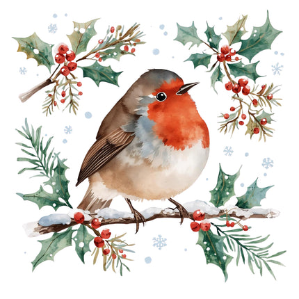 christmas robin fabric panel