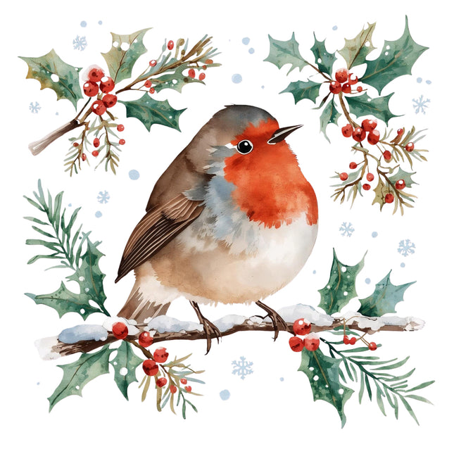 christmas robin fabric panel