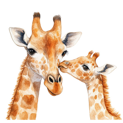 mother giraffe and her calf fabric panel