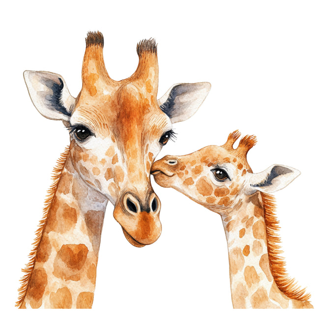 mother giraffe and her calf fabric panel