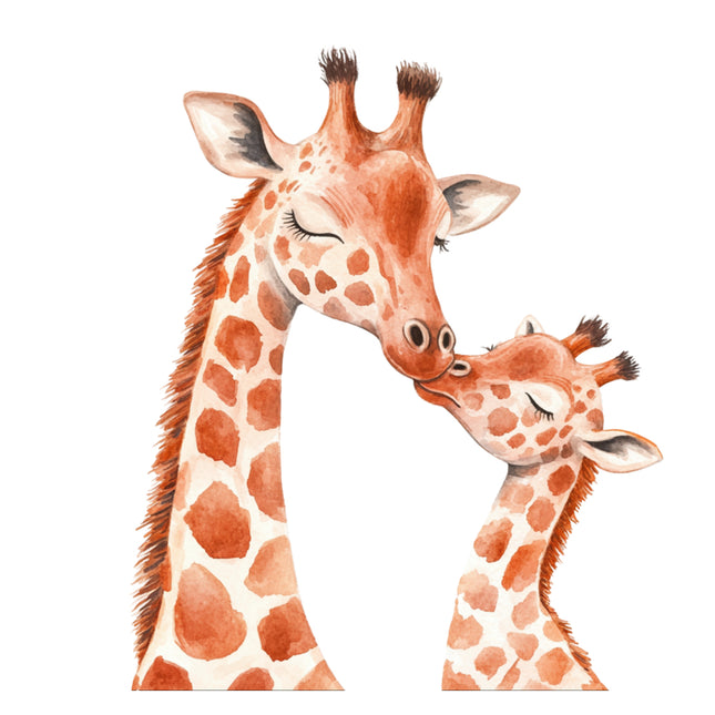 mother giraffe and her calf fabric panel