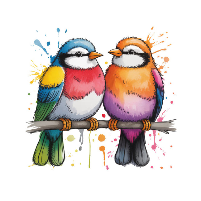 colorful birds perched on a branch quilt block