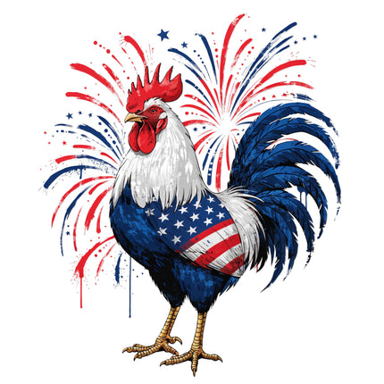 Rooster with American flag fabric panel