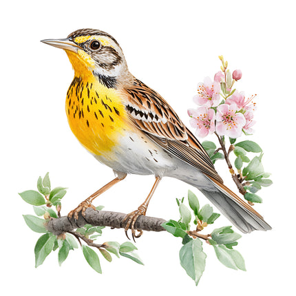 meadowlark bird fabric panel
