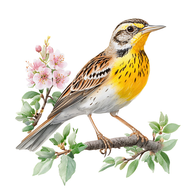 meadowlark bird fabric panel
