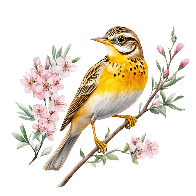 meadowlark bird fabric panel