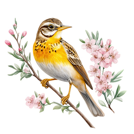 meadowlark bird fabric panel
