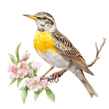 meadowlark bird fabric panel
