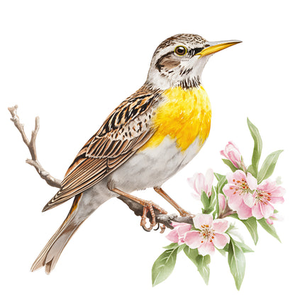 meadowlark bird fabric panel