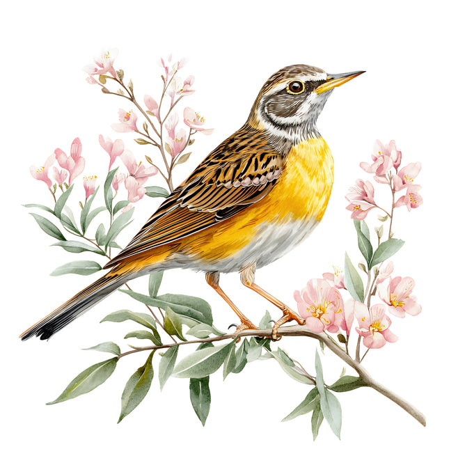 meadowlark bird fabric panel