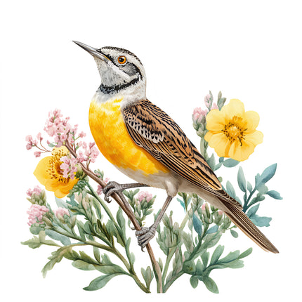 meadowlark bird quilt block