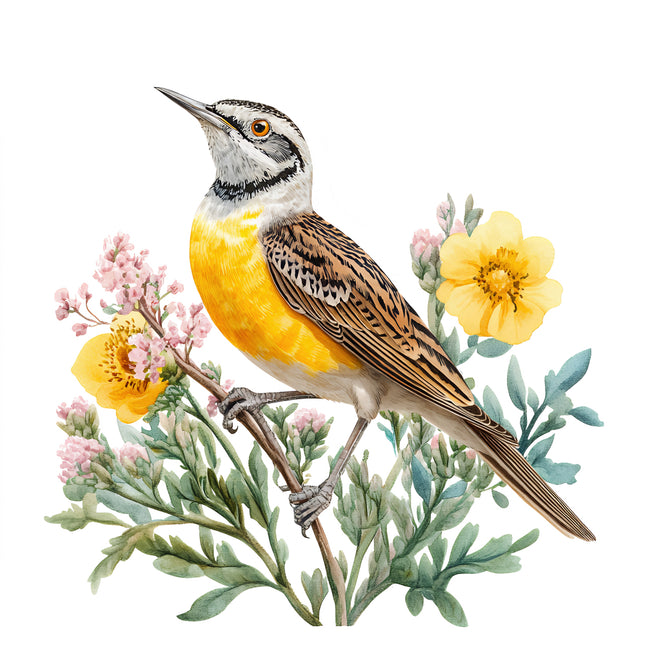 meadowlark bird quilt block