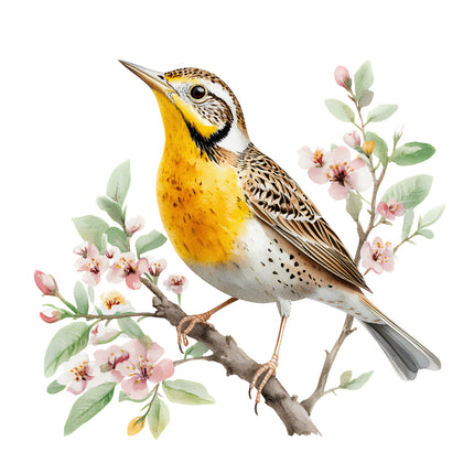 meadowlark bird fabric panel