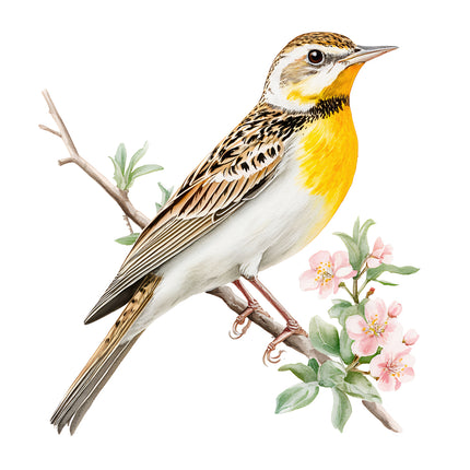 floral meadowlark bird quilt block
