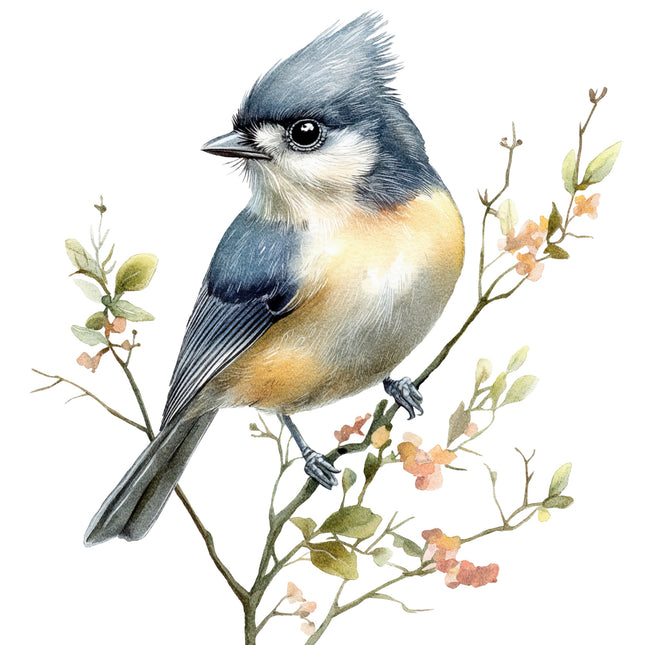 tufted titmouse bird quilt block