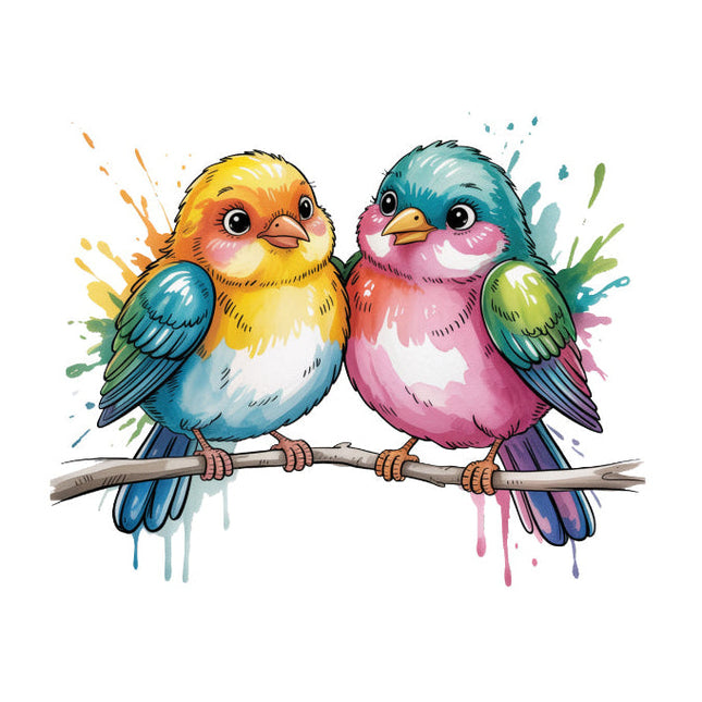 colorful birds perched on a branch quilt block