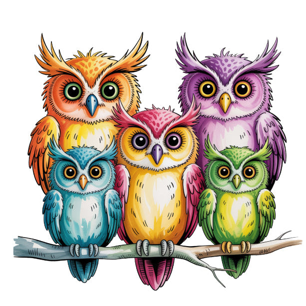 colorful owl quilt block
