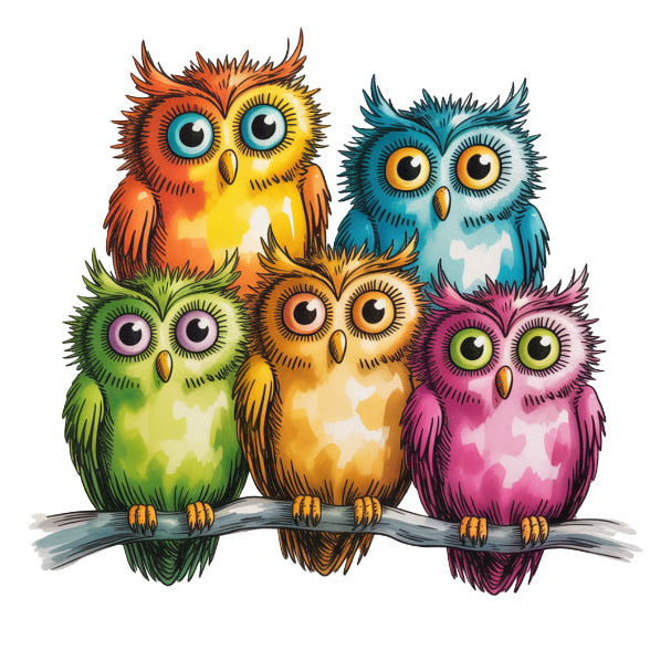 colorful owl quilt block