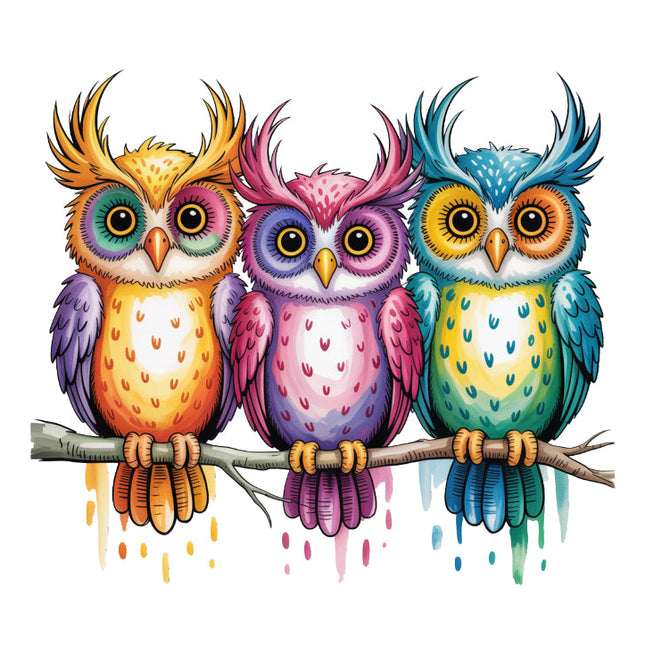 colorful owl quilt square