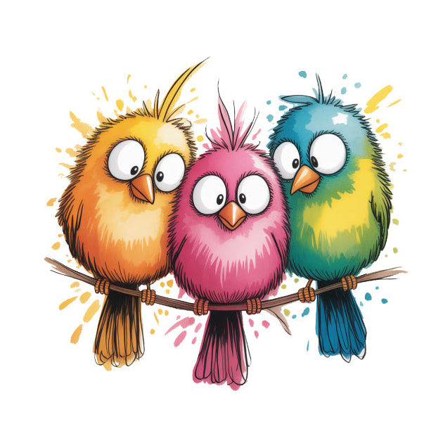 colorful birds perched on a branch quilt block